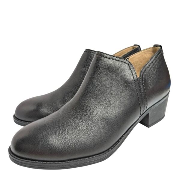 Naturalizer Zarie Black Leather Comfort Ankle Boots Booties Womens 10 wide - Picture 1 of 7